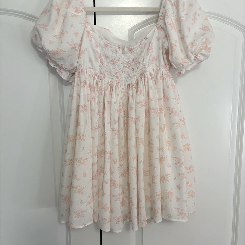 Cream Puff Sleeve Mini Sundress with Sweetheart Neckline